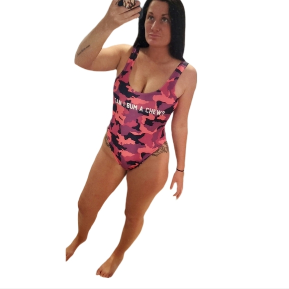 Private Party One Piece Pink Camo Country Girl Bum a Chew Redneck Humor M/L NWOT - Picture 7 of 7